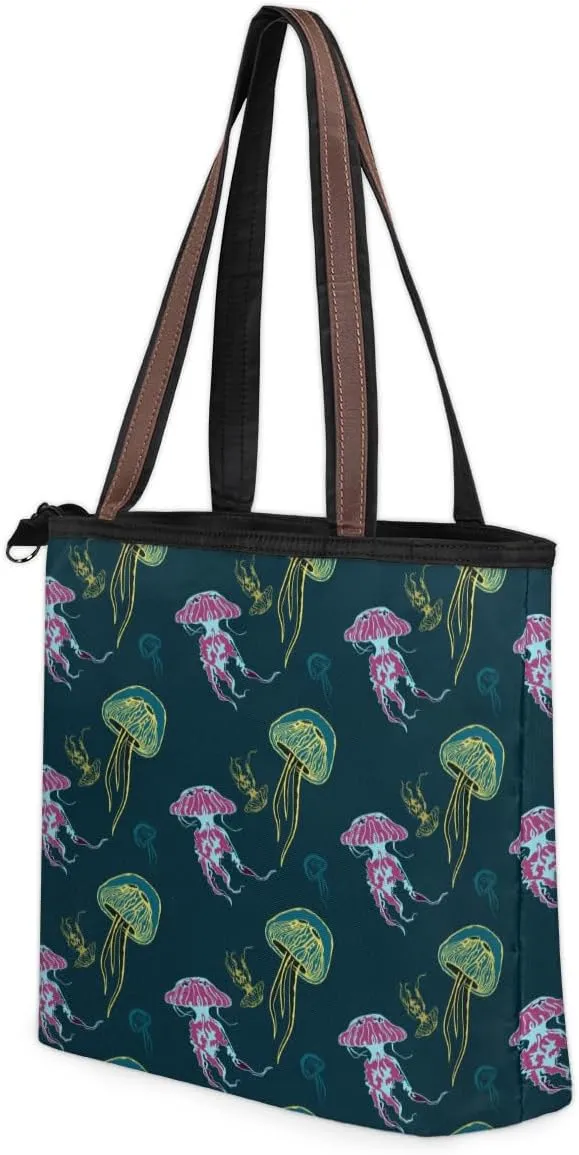 Tote Bag for Women with Zipper Large Capacity Top Handle Casual Shoulder Bag Handbag Reusable Shopping