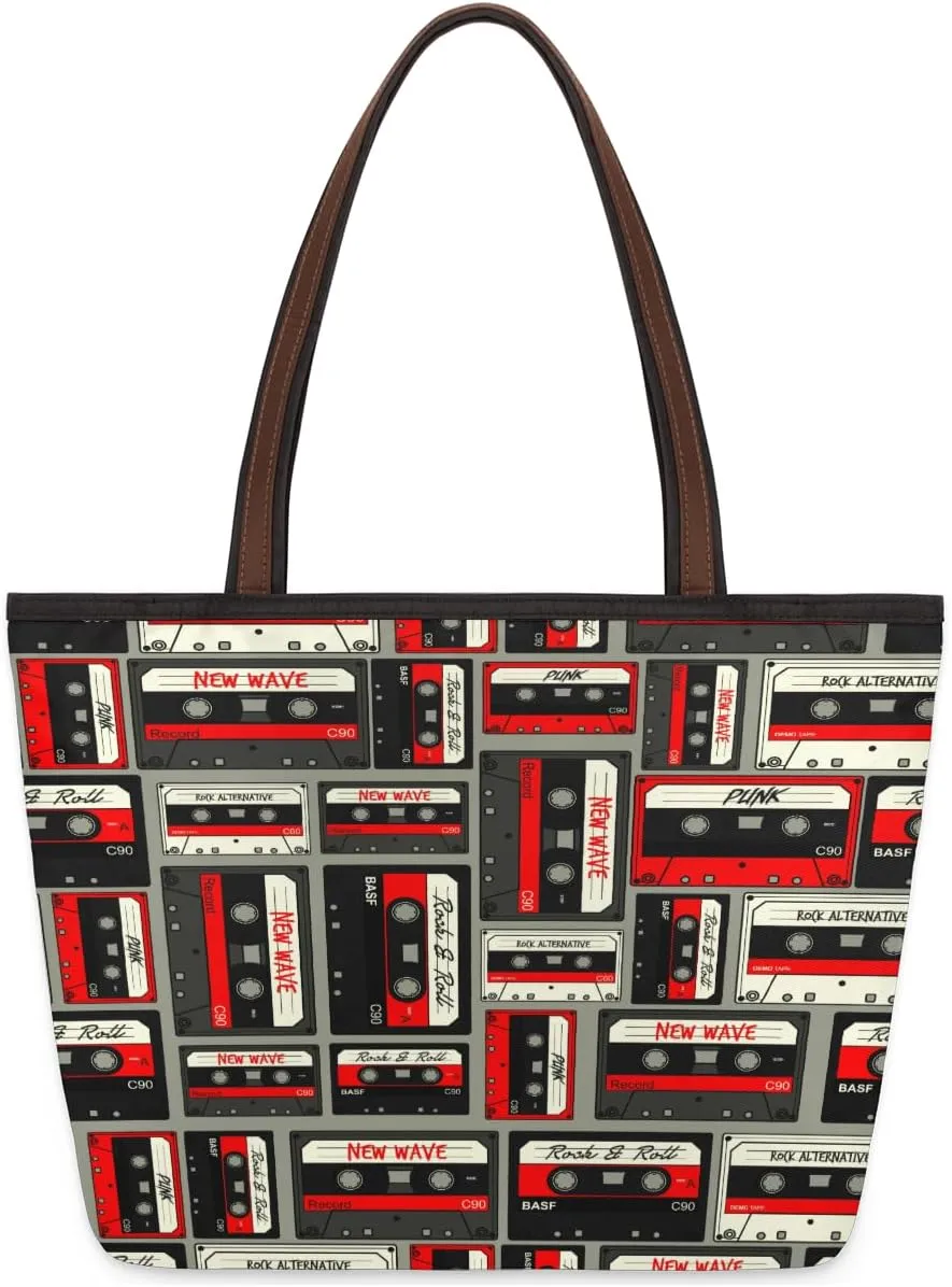 Tote Bag for Women with Zipper Large Capacity Top Handle Casual Shoulder Bag Handbag Reusable Shopping