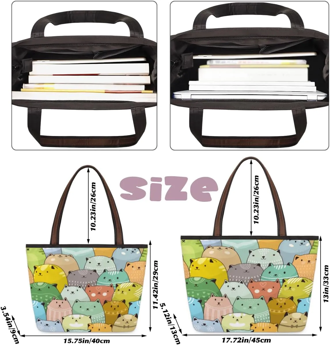 Tote Bag for Women with Zipper Large Capacity Top Handle Casual Shoulder Bag Handbag Reusable Shopping