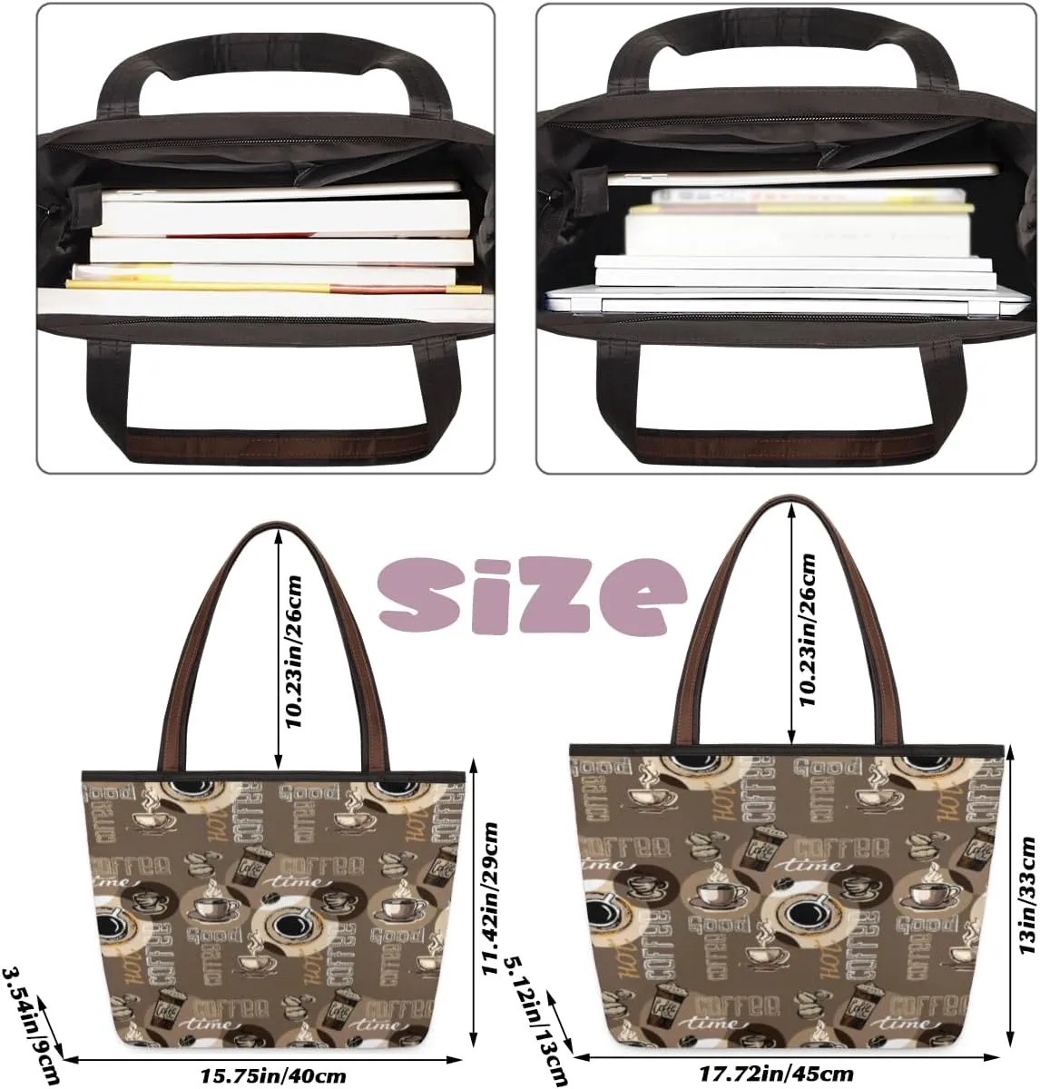 Tote Bag for Women with Zipper Large Capacity Top Handle Casual Shoulder Bag Handbag Reusable Shopping