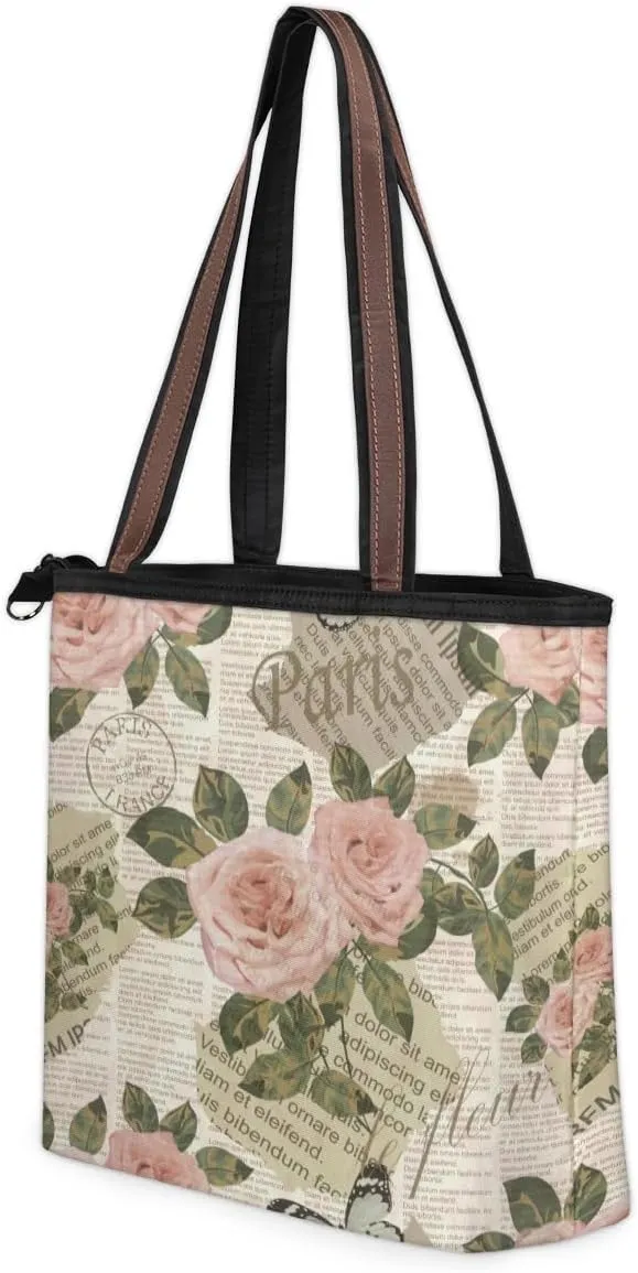 Tote Bag for Women with Zipper Large Capacity Top Handle Casual Shoulder Bag Handbag Reusable Shopping