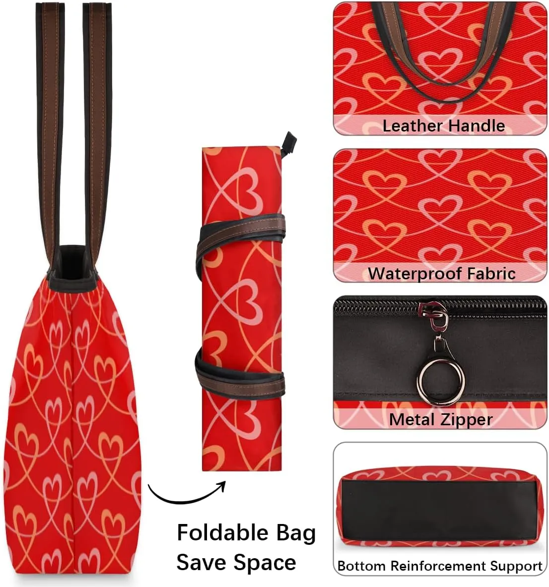 Tote Bag for Women with Zipper Large Capacity Top Handle Casual Shoulder Bag Handbag Reusable Shopping