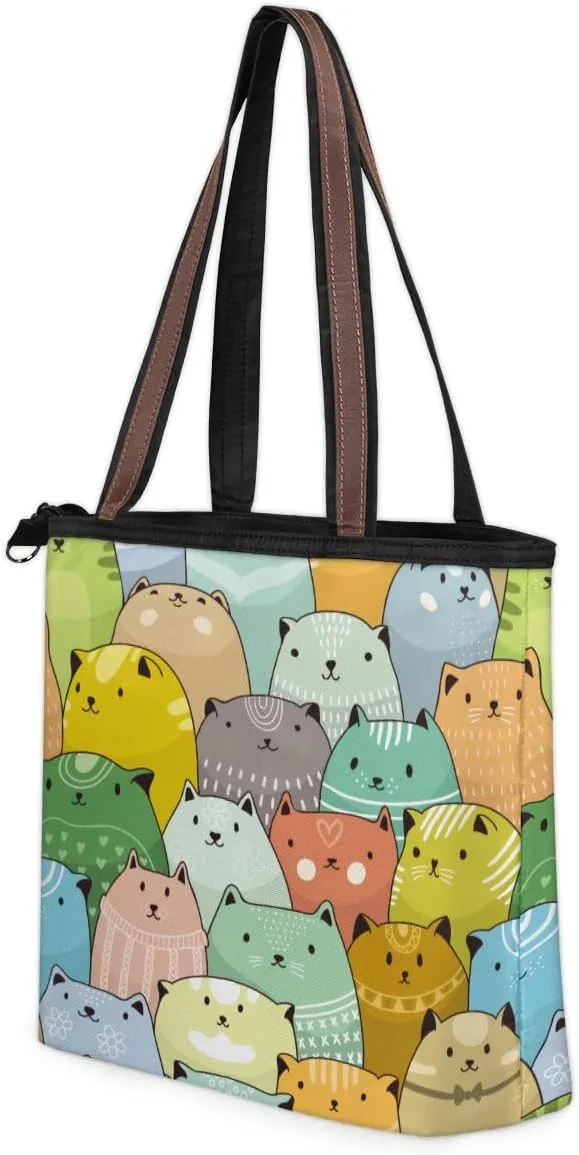 Tote Bag for Women with Zipper Large Capacity Top Handle Casual Shoulder Bag Handbag Reusable Shopping