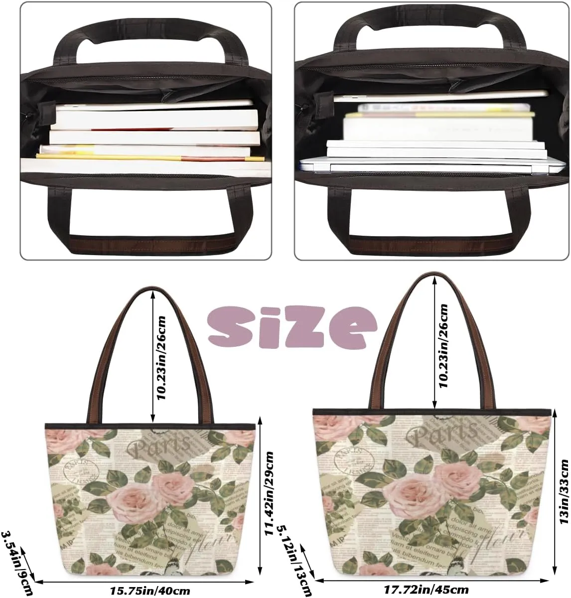Tote Bag for Women with Zipper Large Capacity Top Handle Casual Shoulder Bag Handbag Reusable Shopping