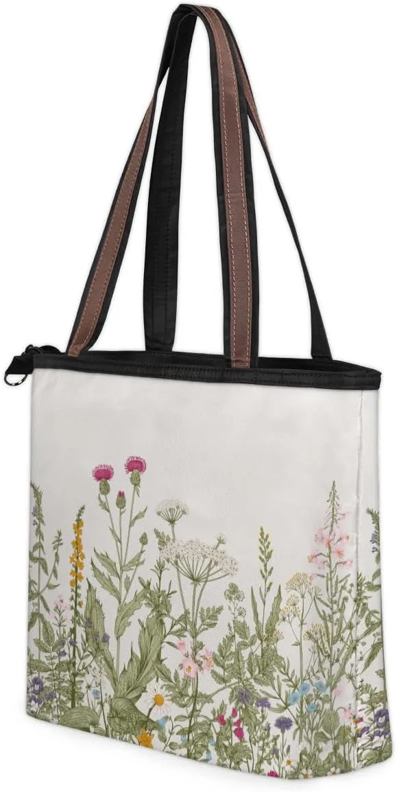 Tote Bag for Women with Zipper Large Capacity Top Handle Casual Shoulder Bag Handbag Reusable Shopping