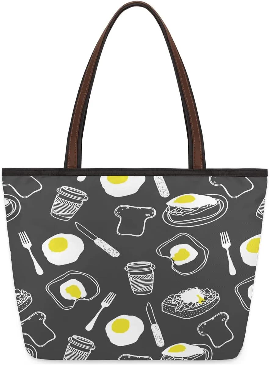 Tote Bag for Women with Zipper Large Capacity Top Handle Casual Shoulder Bag Handbag Reusable Shopping