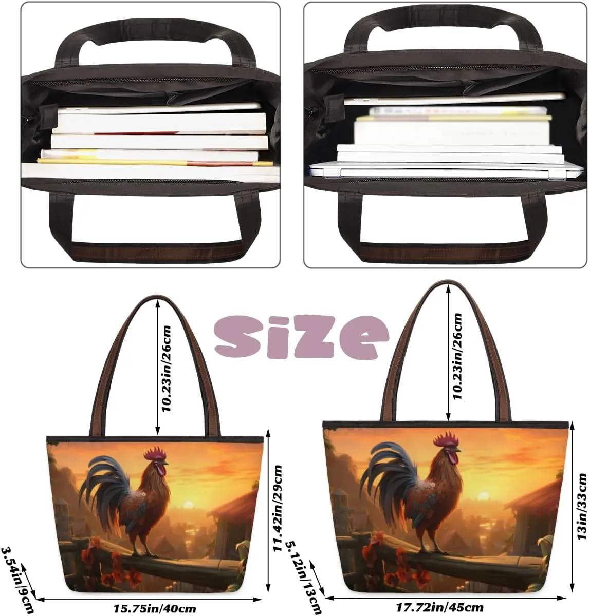 Tote Bag for Women with Zipper Large Capacity Top Handle Casual Shoulder Bag Handbag Reusable Shopping