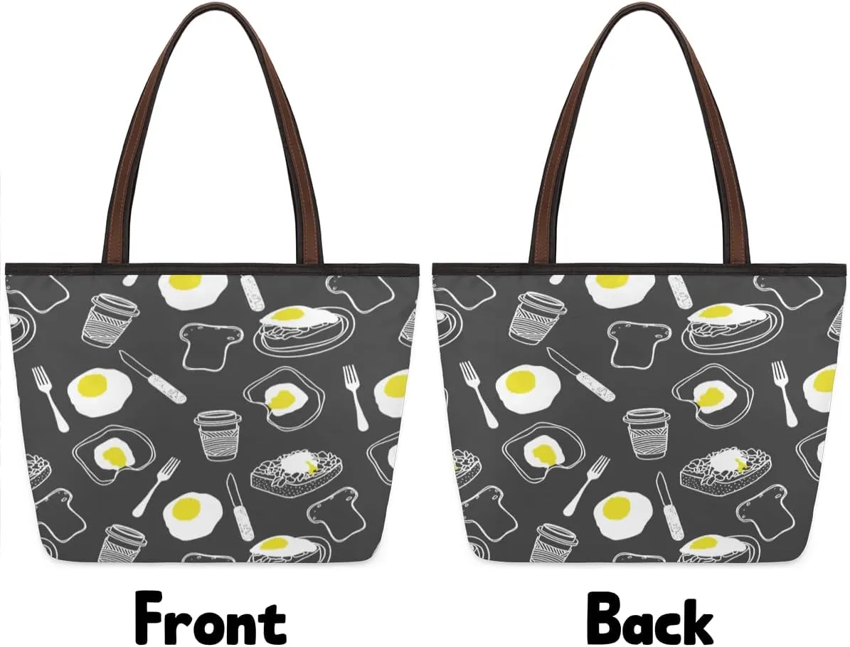 Tote Bag for Women with Zipper Large Capacity Top Handle Casual Shoulder Bag Handbag Reusable Shopping