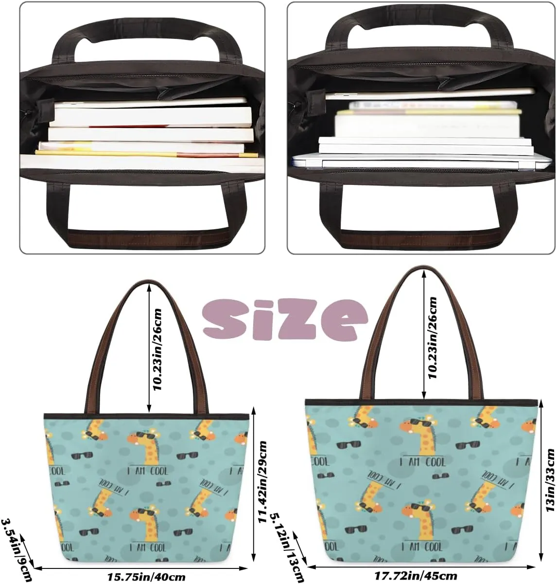 Tote Bag for Women with Zipper Large Capacity Top Handle Casual Shoulder Bag Handbag Reusable Shopping