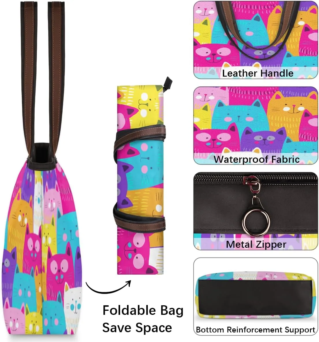 Tote Bag for Women with Zipper Large Capacity Top Handle Casual Shoulder Bag Handbag Reusable Shopping