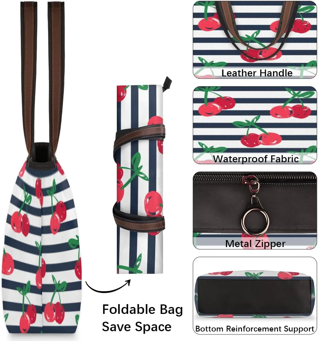 Tote Bag for Women with Zipper Large Capacity Top Handle Casual Shoulder Bag Handbag Reusable Shopping