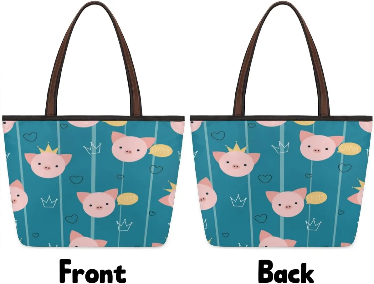 Tote Bag for Women with Zipper Large Capacity Top Handle Casual Shoulder Bag Handbag Reusable Shopping