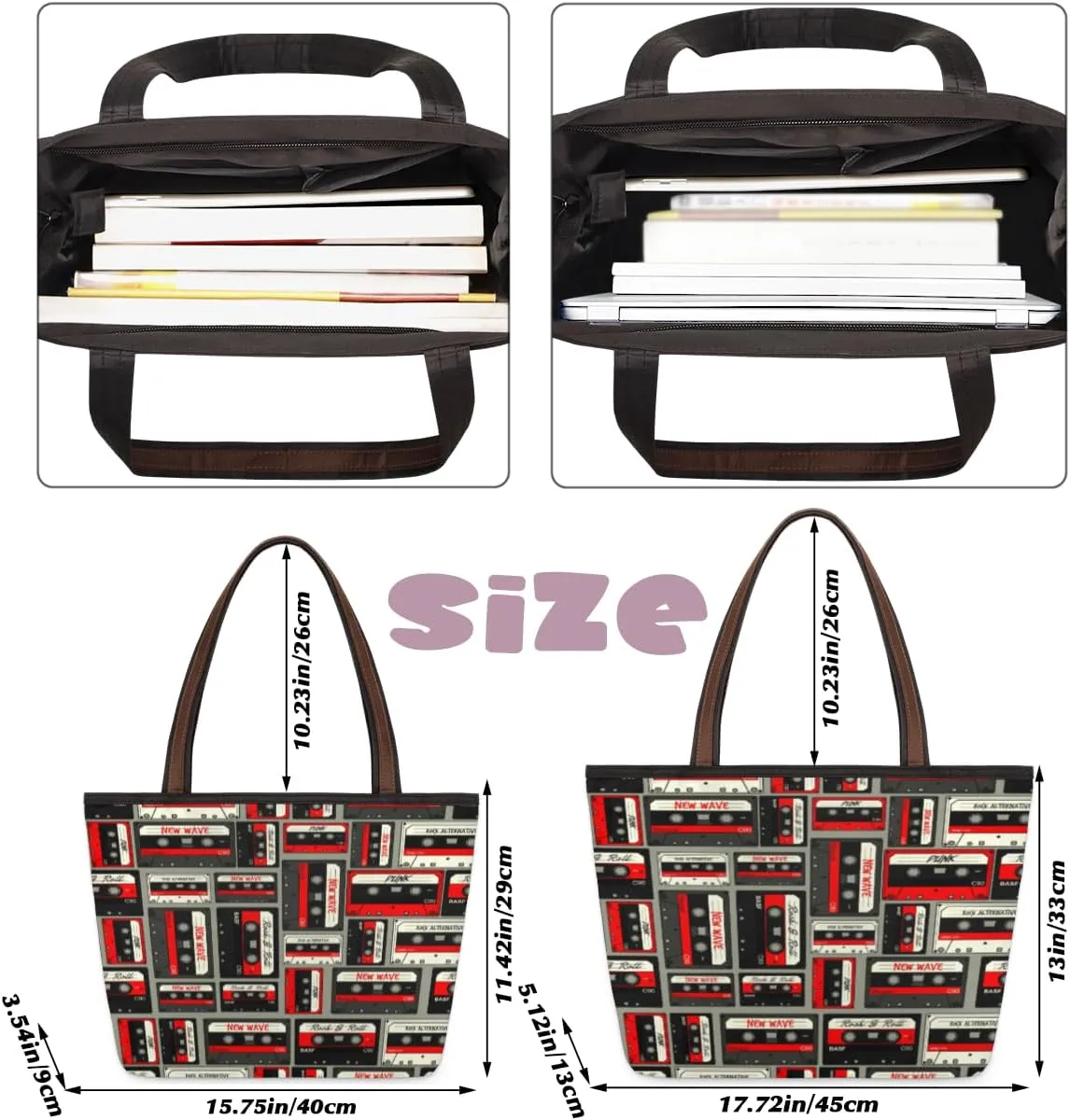 Tote Bag for Women with Zipper Large Capacity Top Handle Casual Shoulder Bag Handbag Reusable Shopping