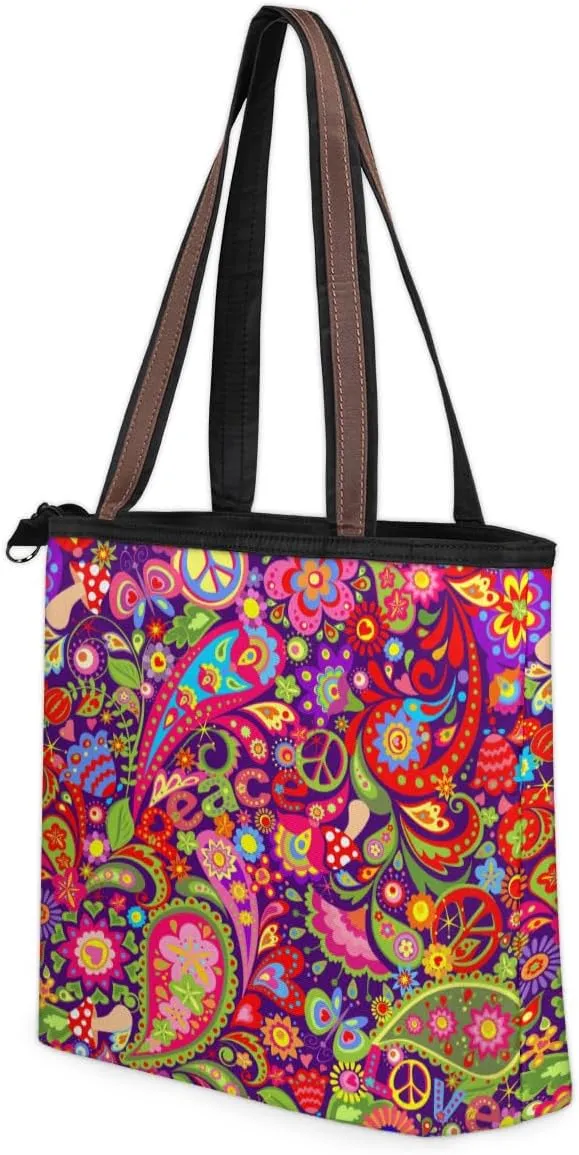Tote Bag for Women with Zipper Large Capacity Top Handle Casual Shoulder Bag Handbag Reusable Shopping