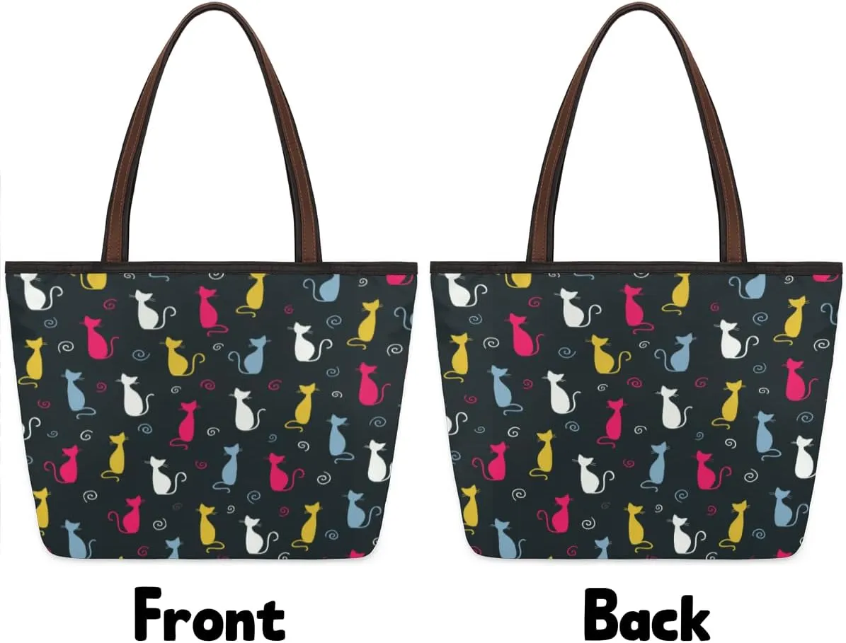 Tote Bag for Women with Zipper Large Capacity Top Handle Casual Shoulder Bag Handbag Reusable Shopping