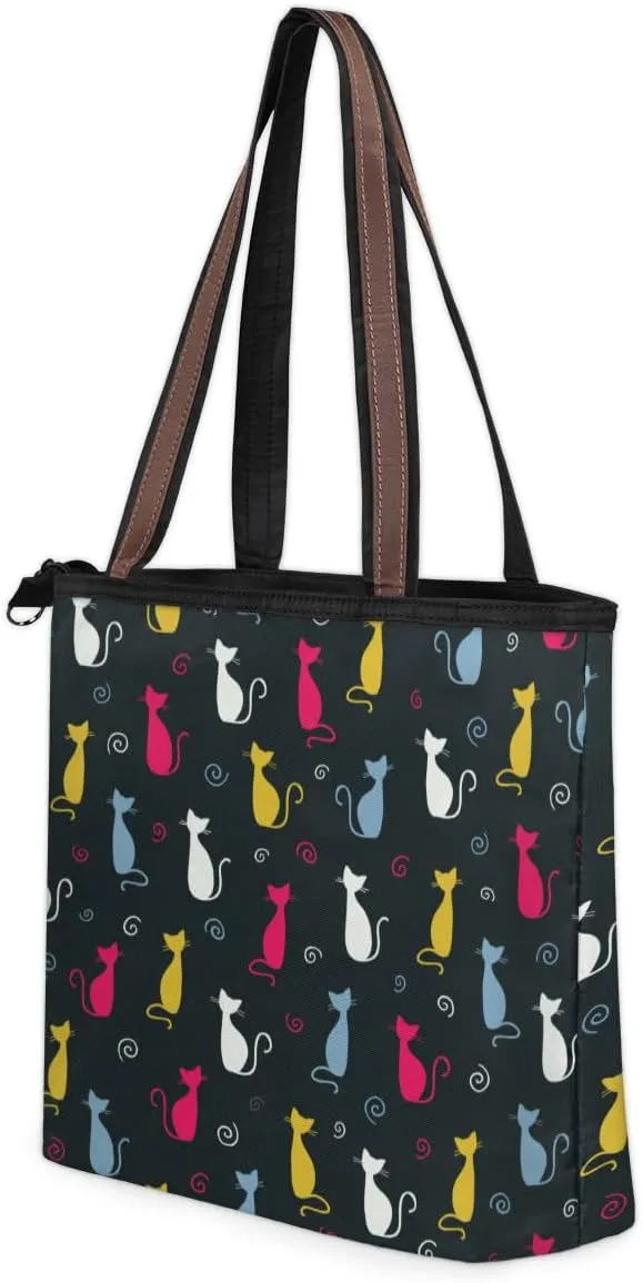 Tote Bag for Women with Zipper Large Capacity Top Handle Casual Shoulder Bag Handbag Reusable Shopping