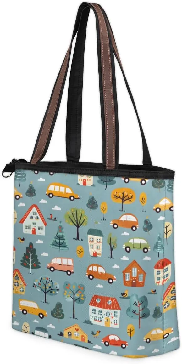 Tote Bag for Women with Zipper Large Capacity Top Handle Casual Shoulder Bag Handbag Reusable Shopping