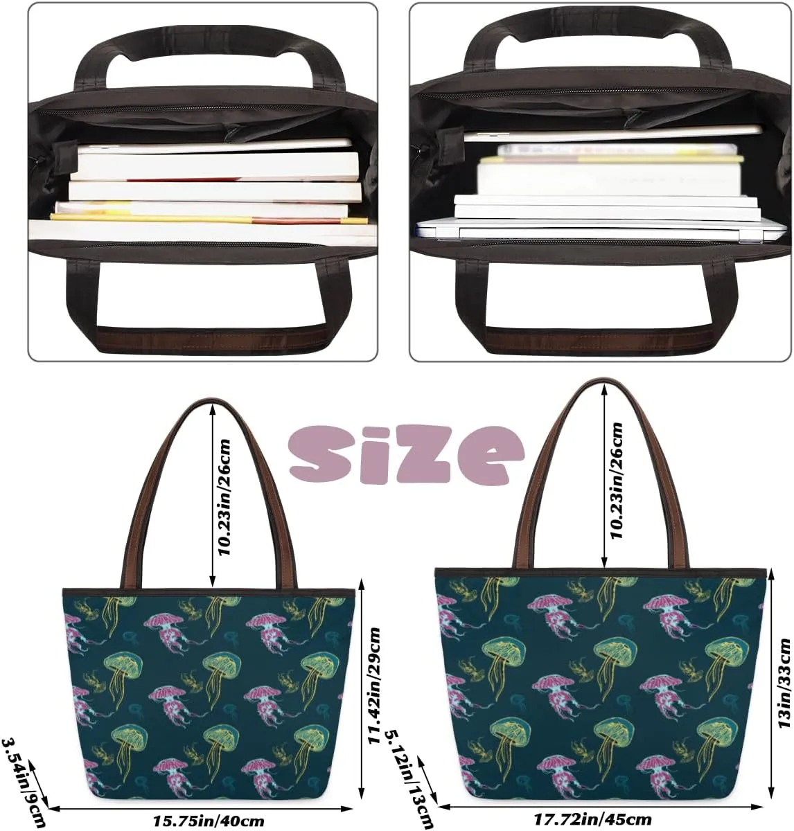 Tote Bag for Women with Zipper Large Capacity Top Handle Casual Shoulder Bag Handbag Reusable Shopping