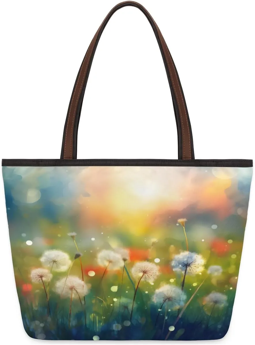 Tote Bag for Women with Zipper Large Capacity Top Handle Casual Shoulder Bag Handbag Reusable Shopping