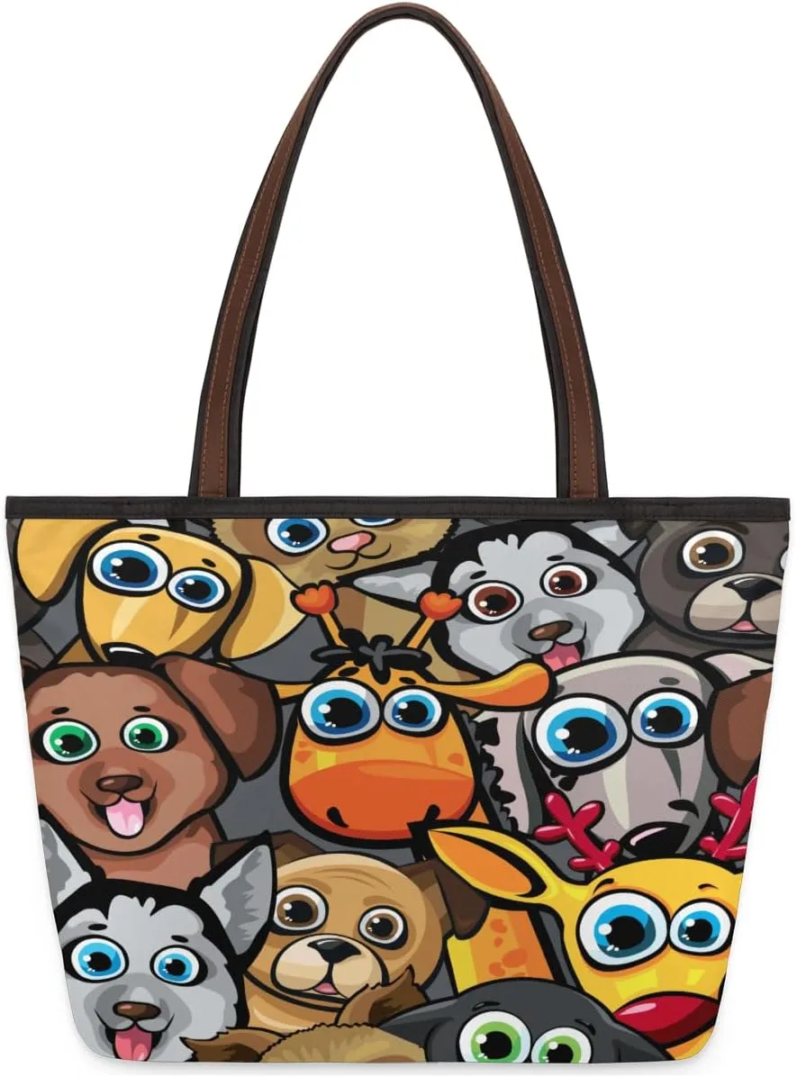 Tote Bag for Women with Zipper Large Capacity Top Handle Casual Shoulder Bag Handbag Reusable Shopping
