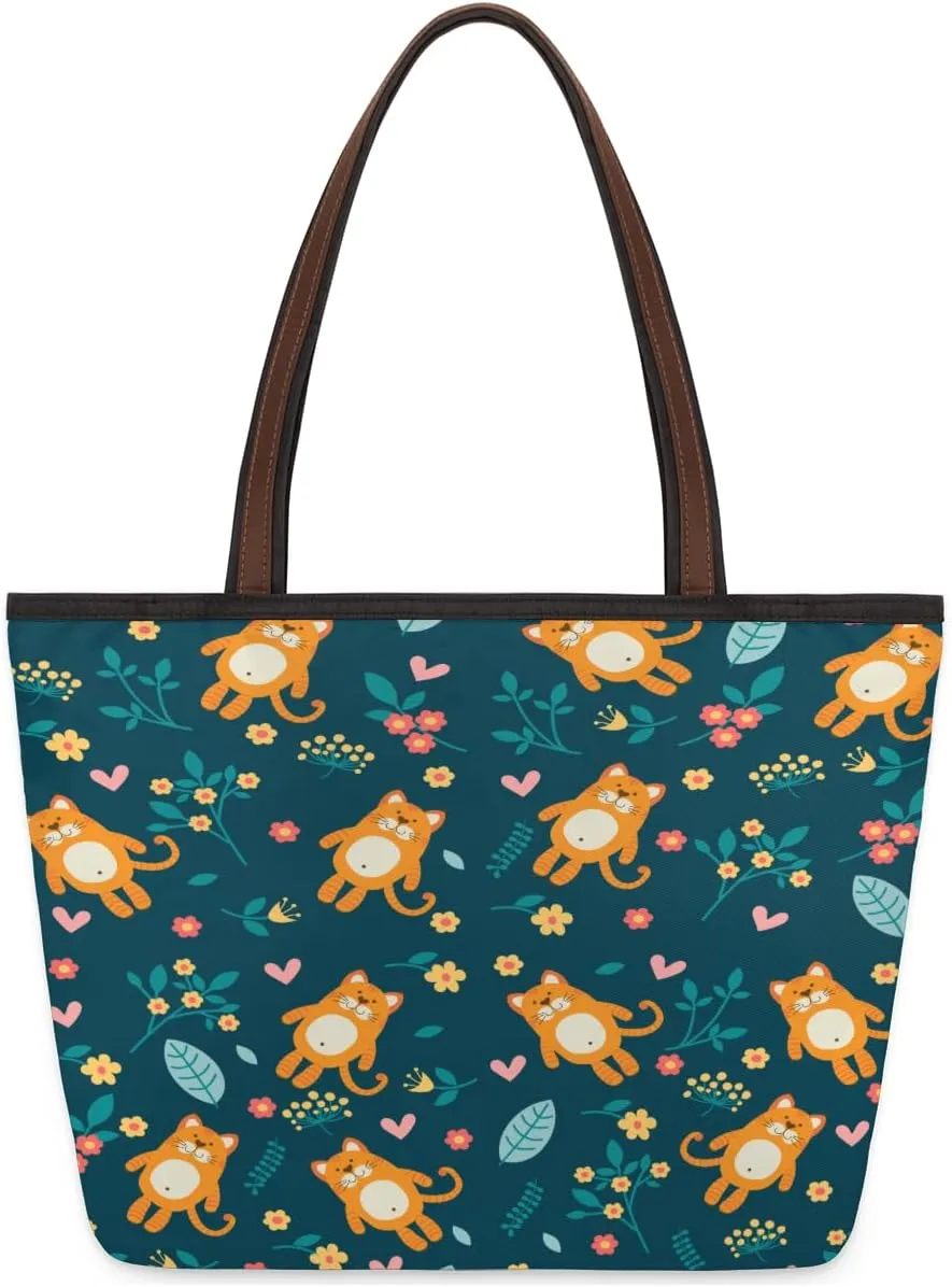 Tote Bag for Women with Zipper Large Capacity Top Handle Casual Shoulder Bag Handbag Reusable Shopping