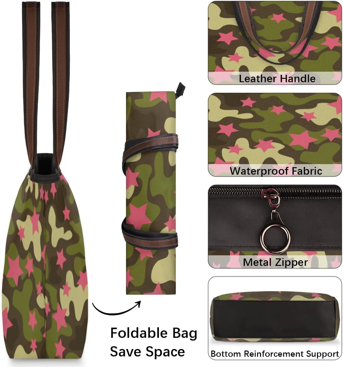 Tote Bag for Women with Zipper Large Capacity Top Handle Casual Shoulder Bag Handbag Reusable Shopping