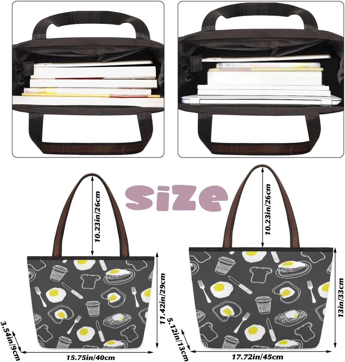 Tote Bag for Women with Zipper Large Capacity Top Handle Casual Shoulder Bag Handbag Reusable Shopping