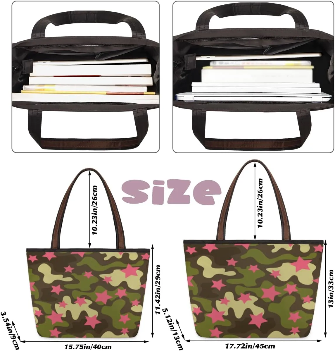 Tote Bag for Women with Zipper Large Capacity Top Handle Casual Shoulder Bag Handbag Reusable Shopping
