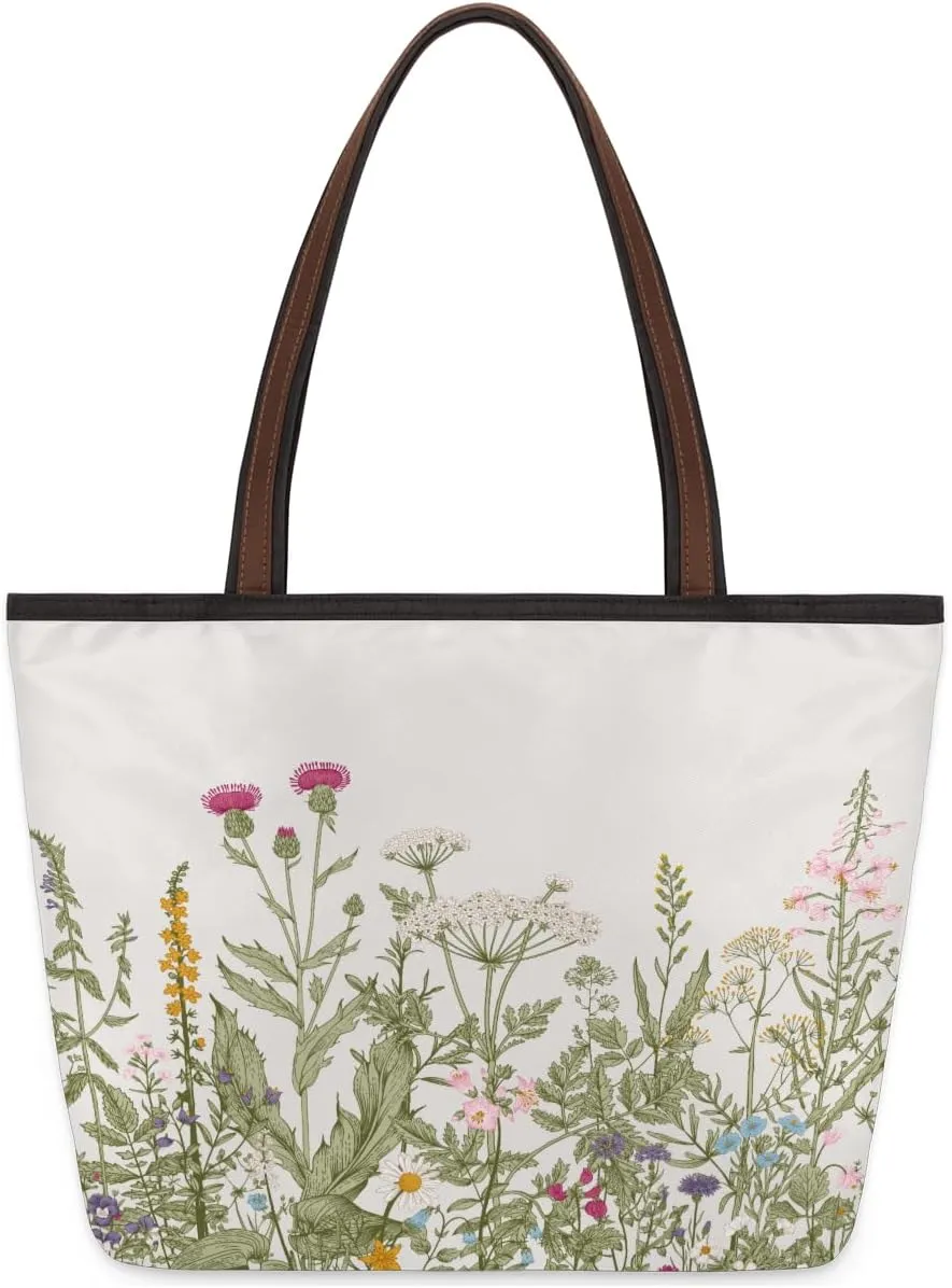 Tote Bag for Women with Zipper Large Capacity Top Handle Casual Shoulder Bag Handbag Reusable Shopping