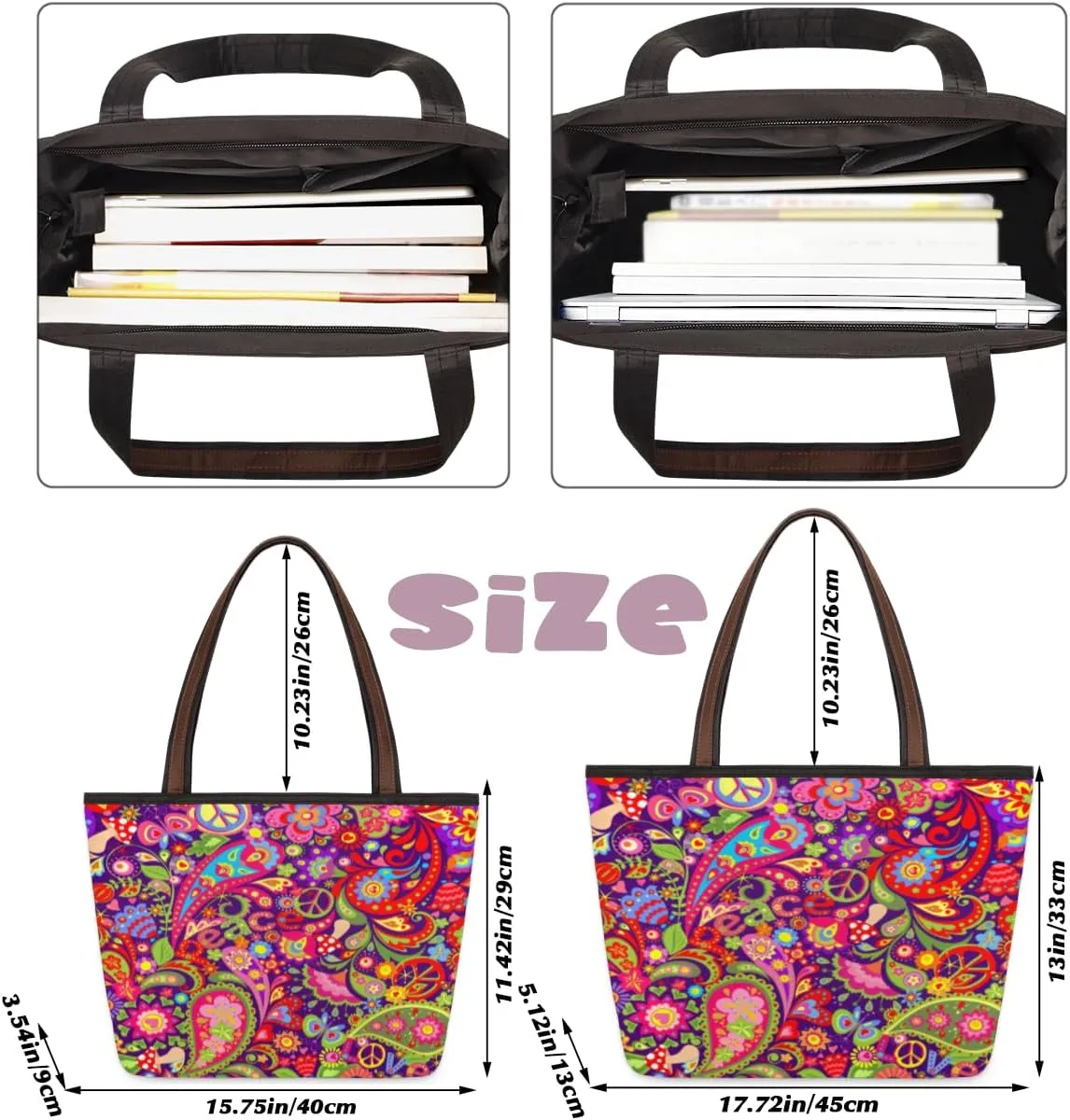 Tote Bag for Women with Zipper Large Capacity Top Handle Casual Shoulder Bag Handbag Reusable Shopping
