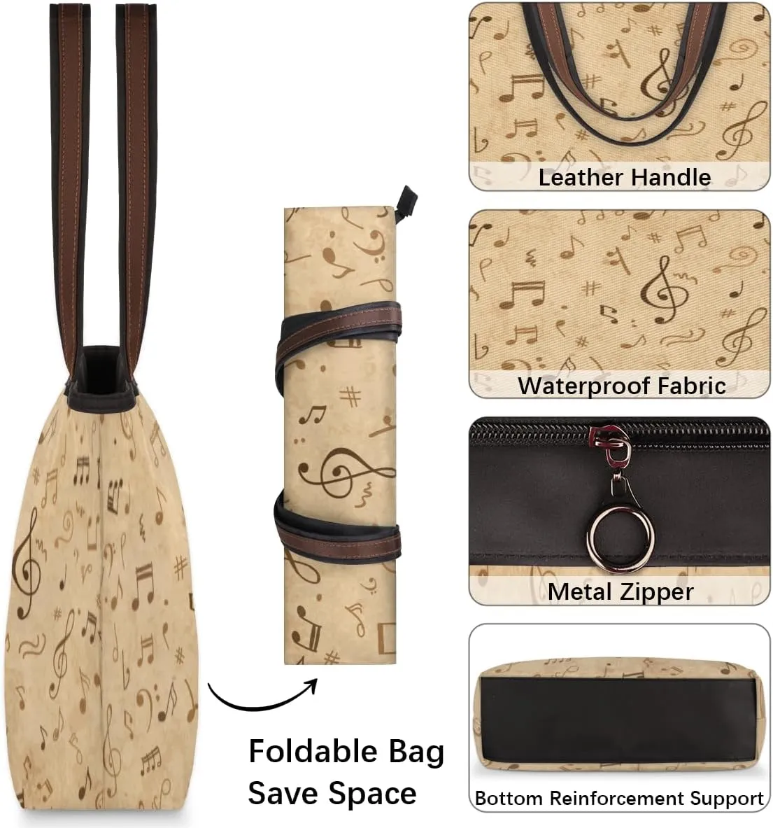 Tote Bag for Women with Zipper Large Capacity Top Handle Casual Shoulder Bag Handbag Reusable Shopping