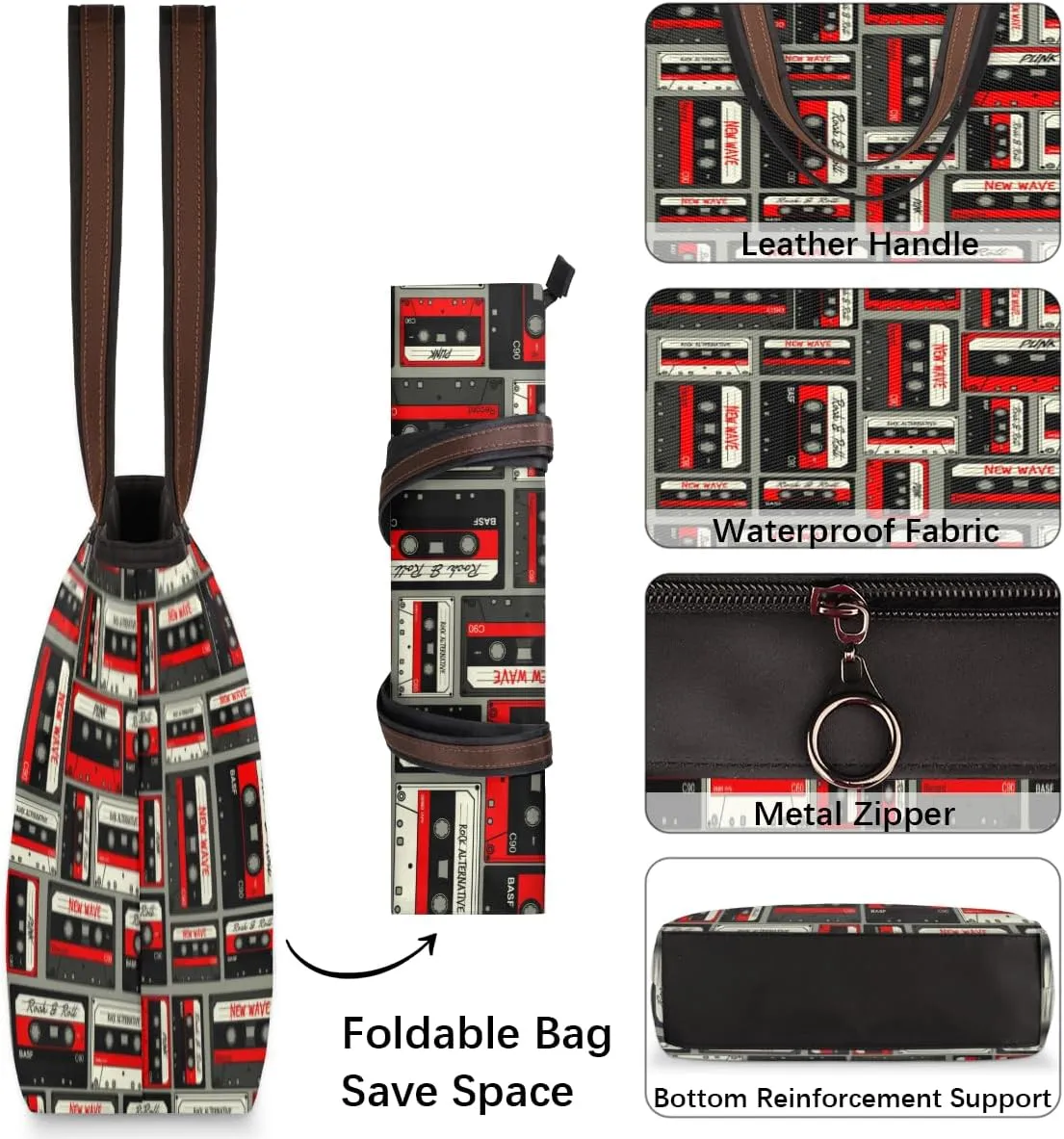 Tote Bag for Women with Zipper Large Capacity Top Handle Casual Shoulder Bag Handbag Reusable Shopping
