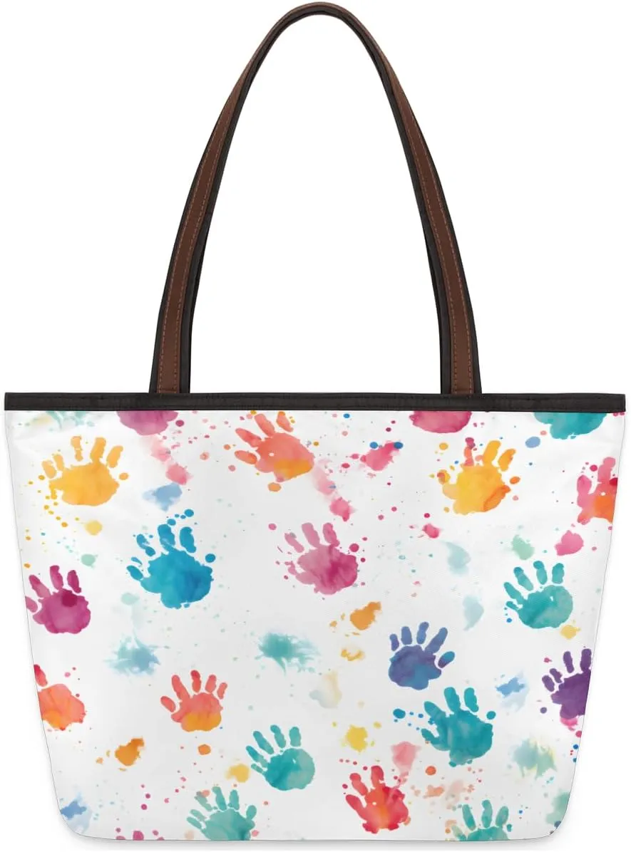 Tote Bag for Women with Zipper Large Capacity Top Handle Casual Shoulder Bag Handbag Reusable Shopping