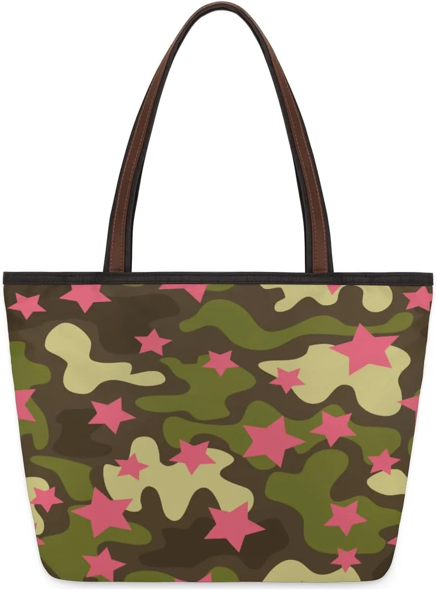 Tote Bag for Women with Zipper Large Capacity Top Handle Casual Shoulder Bag Handbag Reusable Shopping