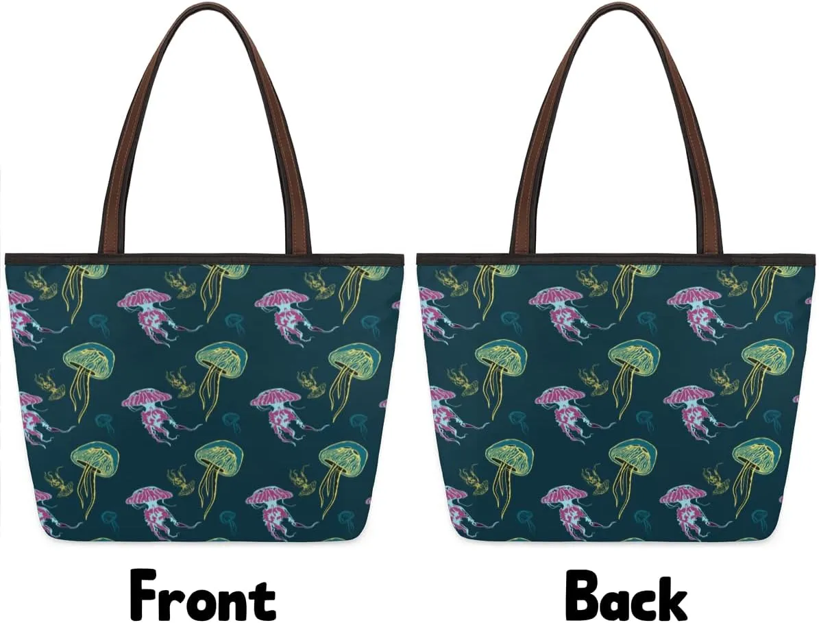 Tote Bag for Women with Zipper Large Capacity Top Handle Casual Shoulder Bag Handbag Reusable Shopping
