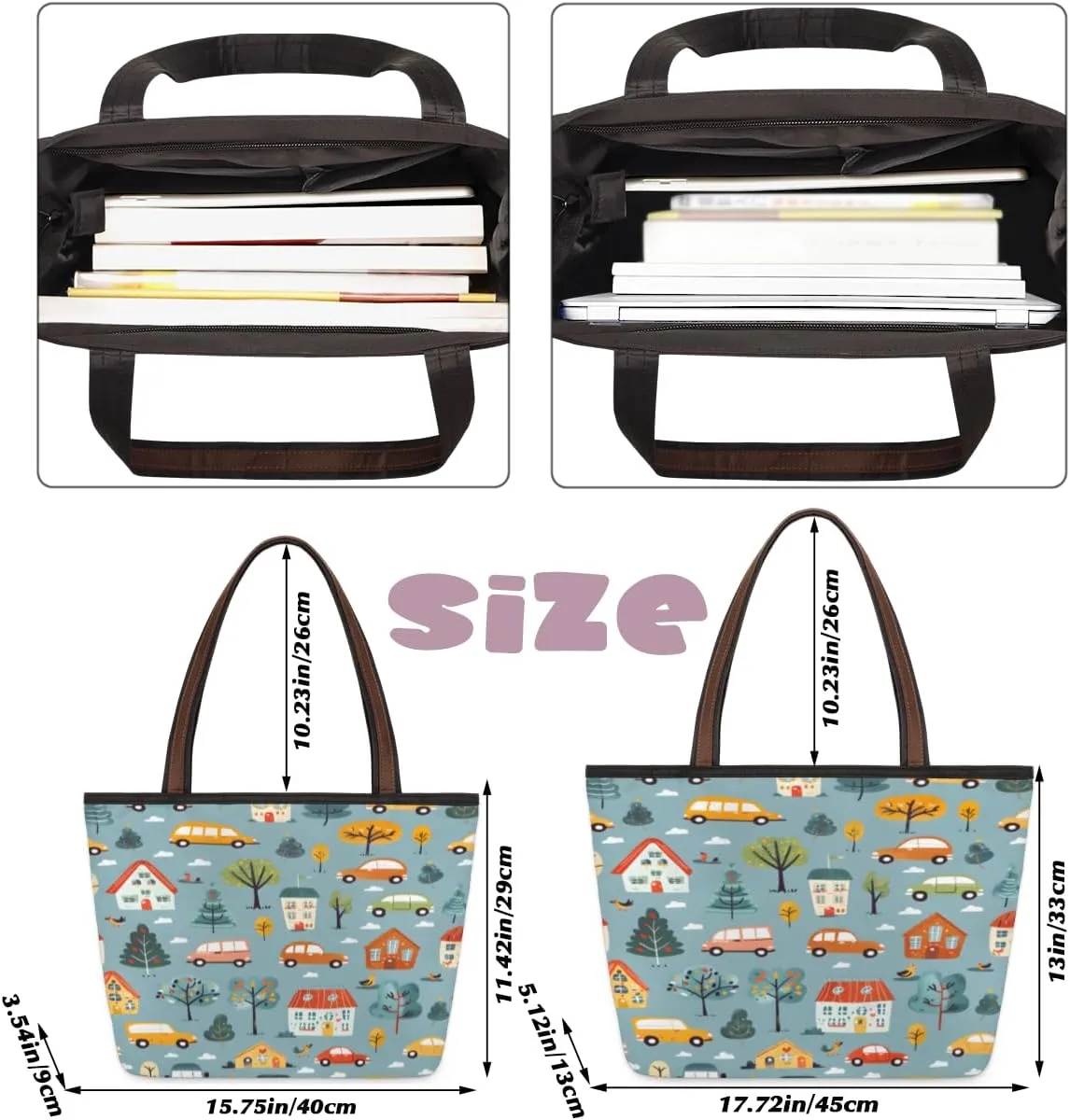 Tote Bag for Women with Zipper Large Capacity Top Handle Casual Shoulder Bag Handbag Reusable Shopping