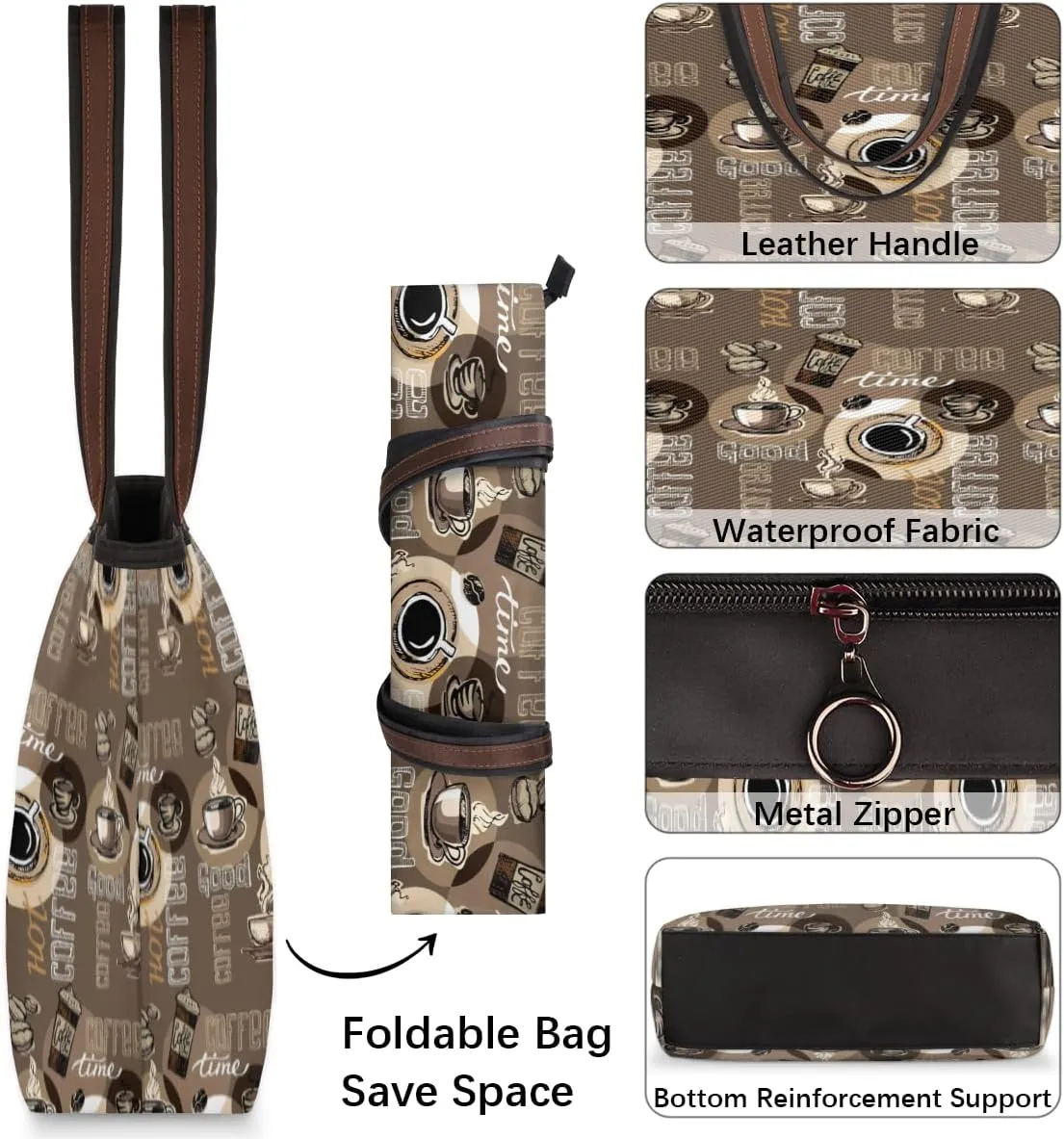 Tote Bag for Women with Zipper Large Capacity Top Handle Casual Shoulder Bag Handbag Reusable Shopping