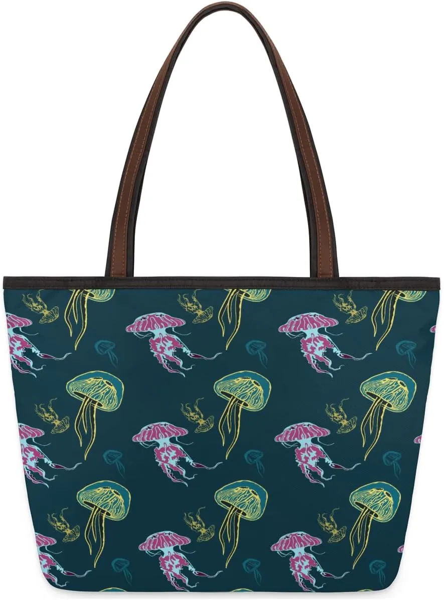 Tote Bag for Women with Zipper Large Capacity Top Handle Casual Shoulder Bag Handbag Reusable Shopping