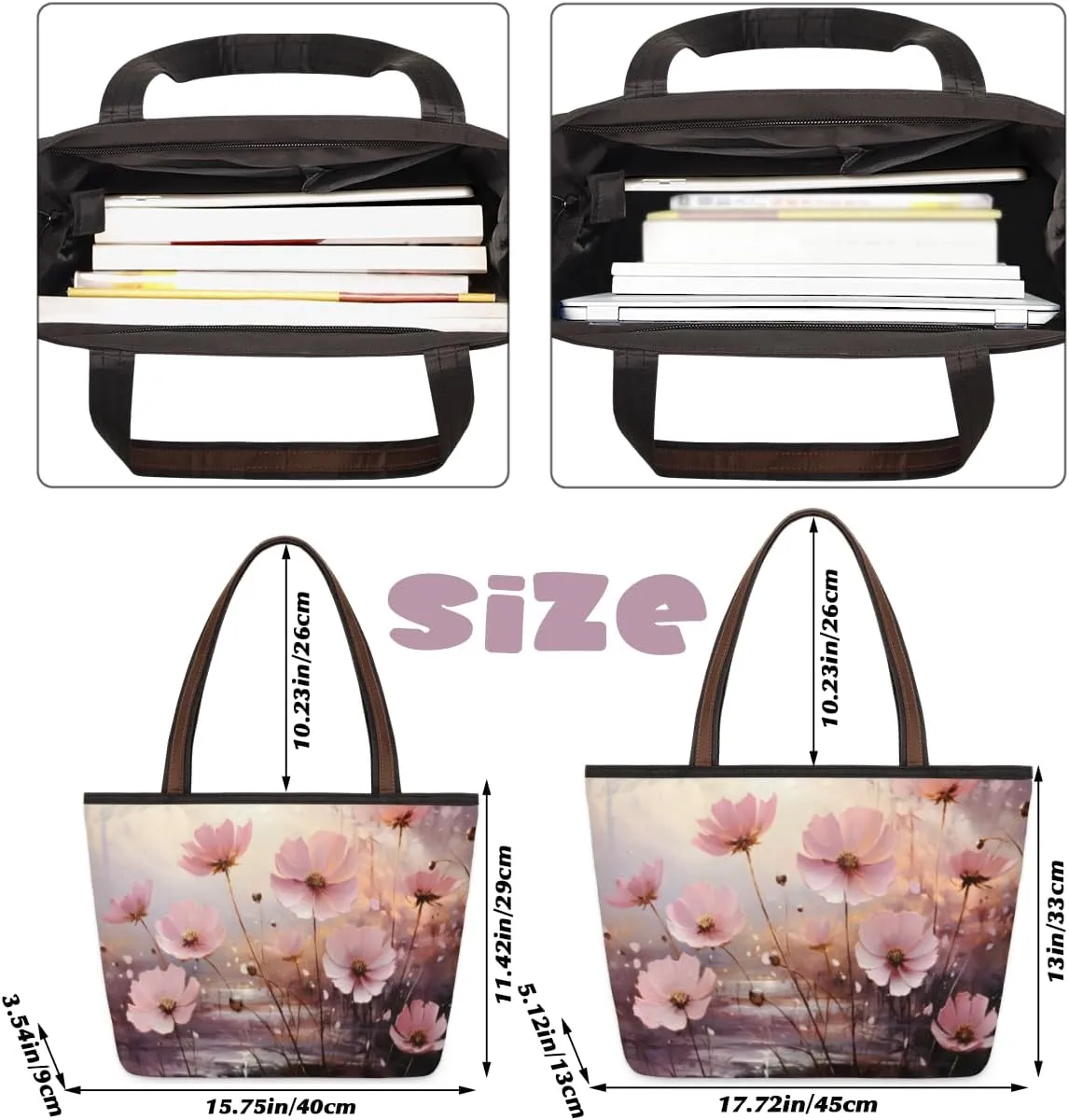 Tote Bag for Women with Zipper Large Capacity Top Handle Casual Shoulder Bag Handbag Reusable Shopping