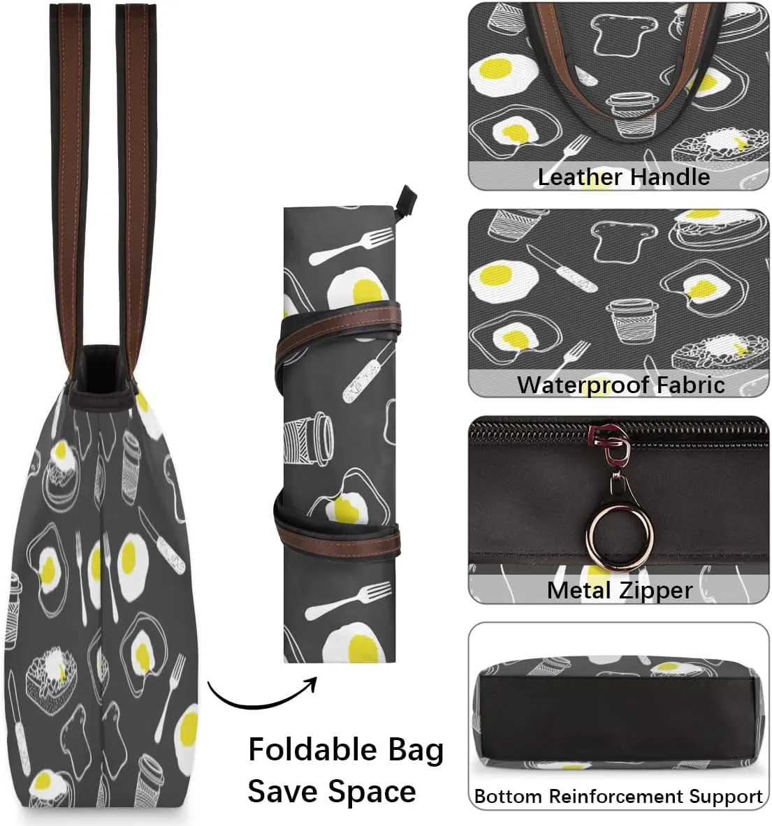 Tote Bag for Women with Zipper Large Capacity Top Handle Casual Shoulder Bag Handbag Reusable Shopping