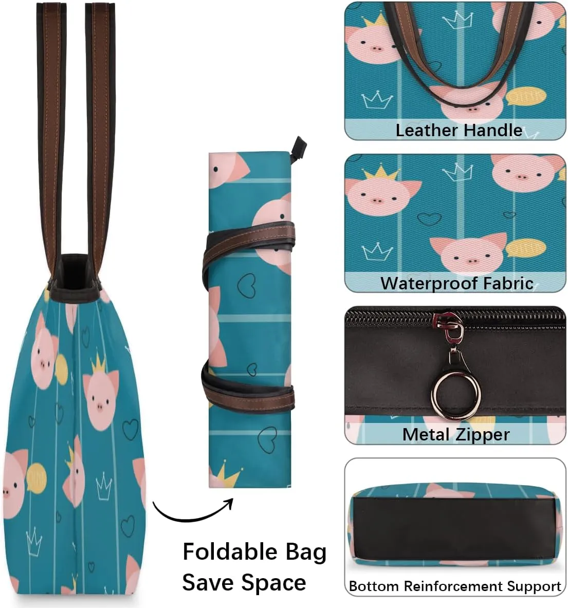 Tote Bag for Women with Zipper Large Capacity Top Handle Casual Shoulder Bag Handbag Reusable Shopping