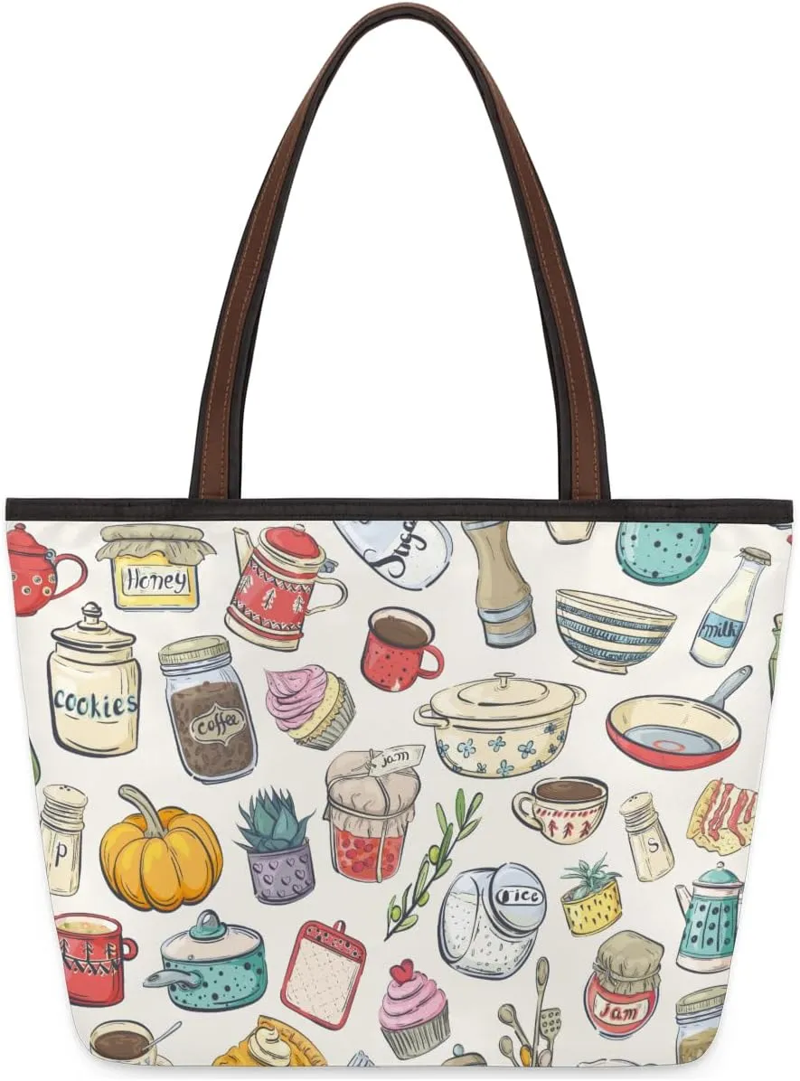 Tote Bag for Women with Zipper Large Capacity Top Handle Casual Shoulder Bag Handbag Reusable Shopping