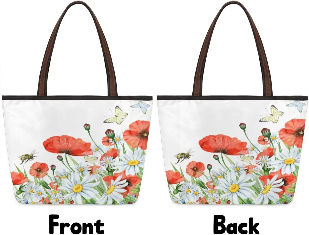 Tote Bag for Women with Zipper Large Capacity Top Handle Casual Shoulder Bag Handbag Reusable Shopping