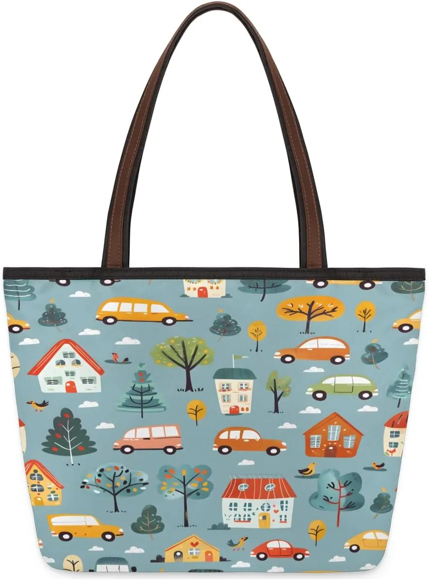 Tote Bag for Women with Zipper Large Capacity Top Handle Casual Shoulder Bag Handbag Reusable Shopping