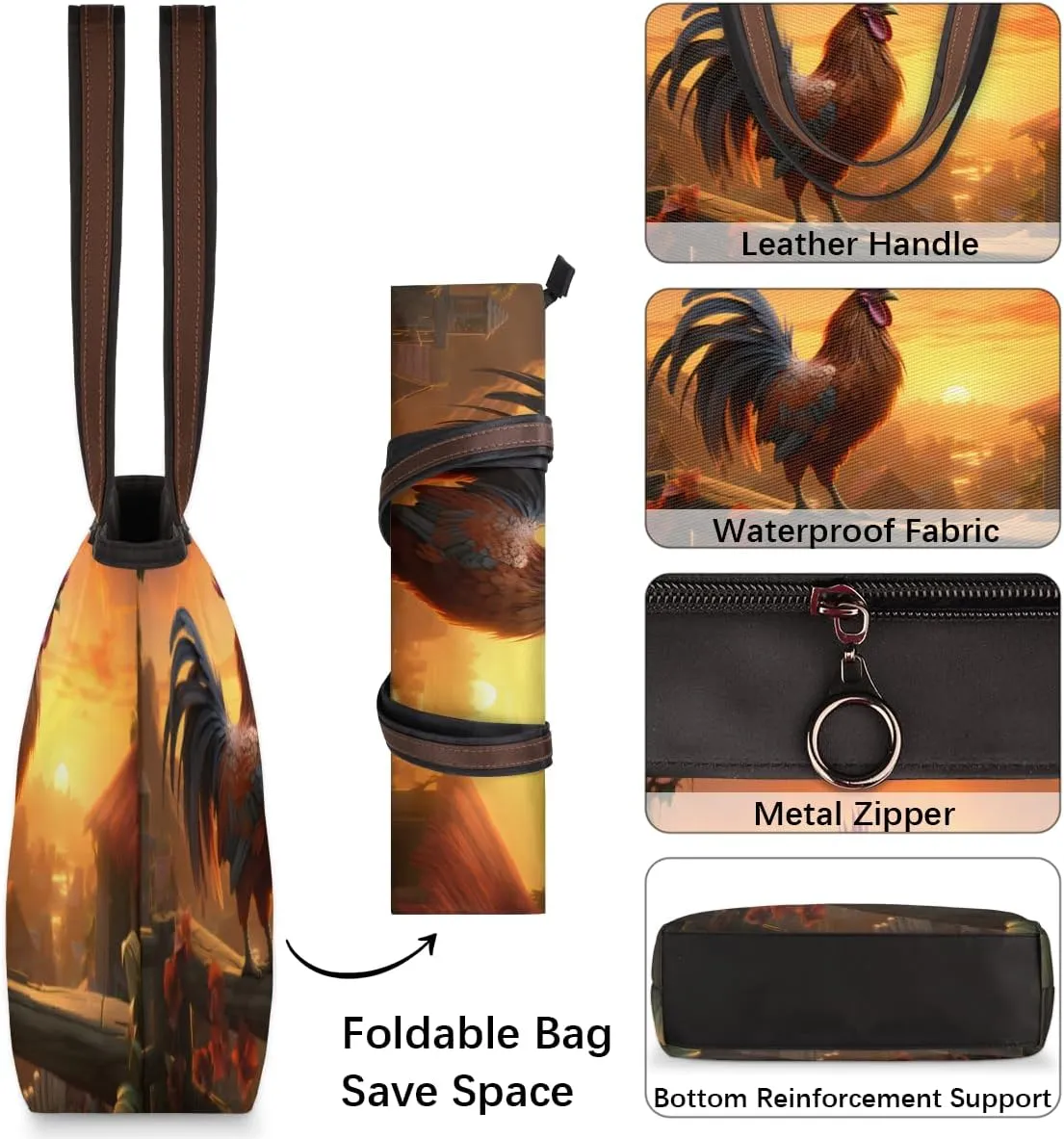 Tote Bag for Women with Zipper Large Capacity Top Handle Casual Shoulder Bag Handbag Reusable Shopping