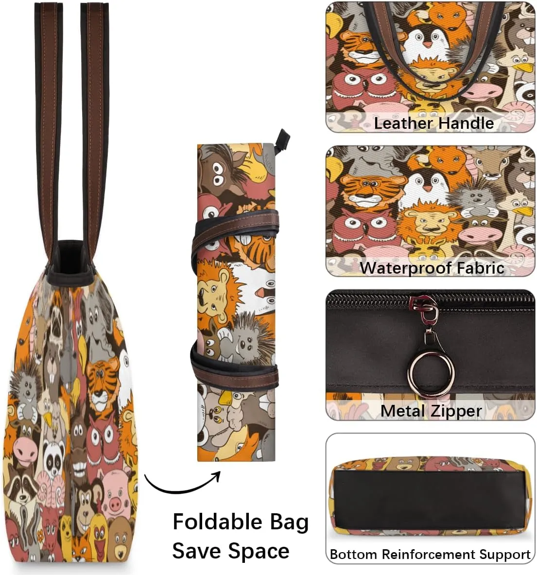 Tote Bag for Women with Zipper Large Capacity Top Handle Casual Shoulder Bag Handbag Reusable Shopping