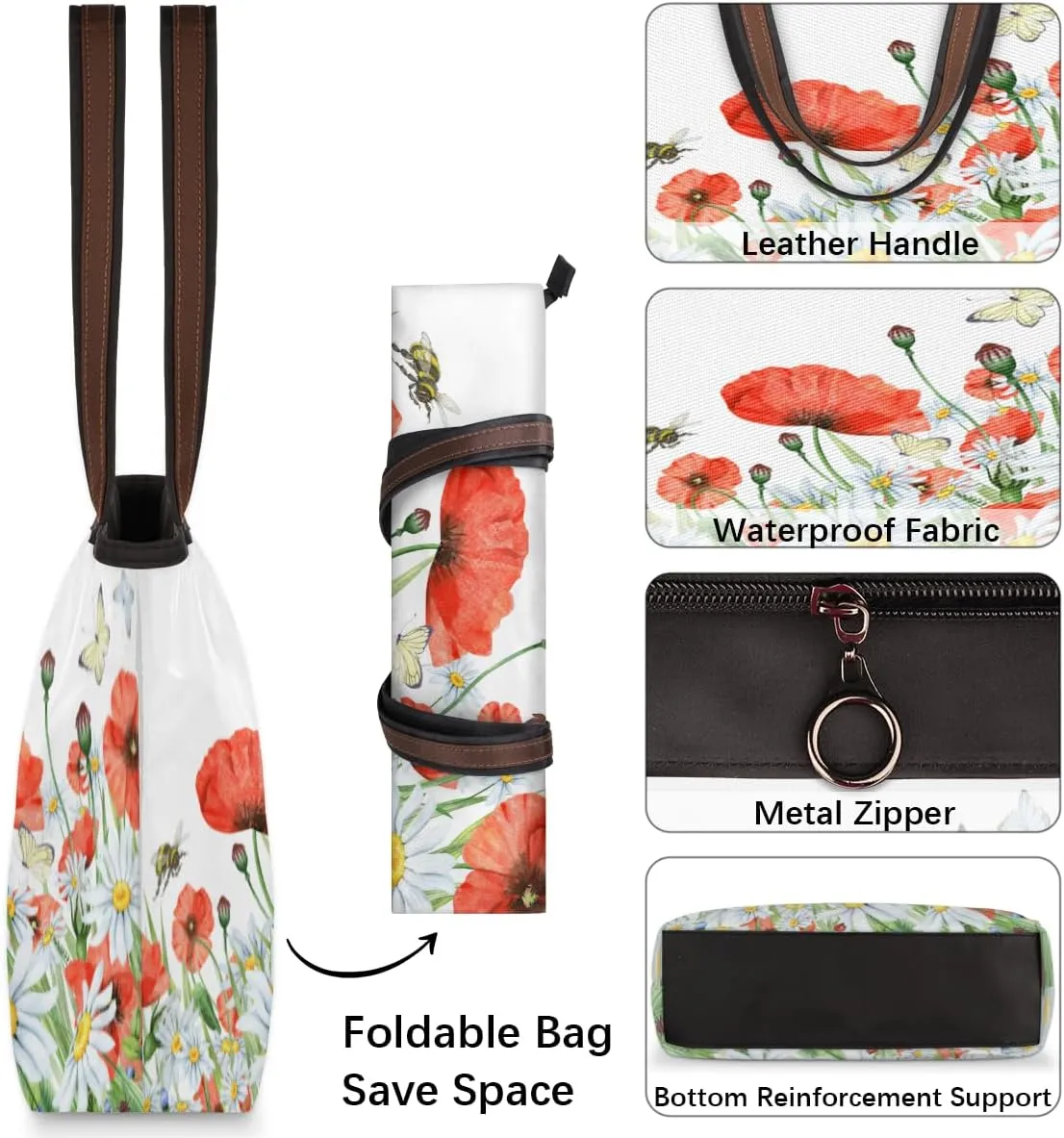 Tote Bag for Women with Zipper Large Capacity Top Handle Casual Shoulder Bag Handbag Reusable Shopping