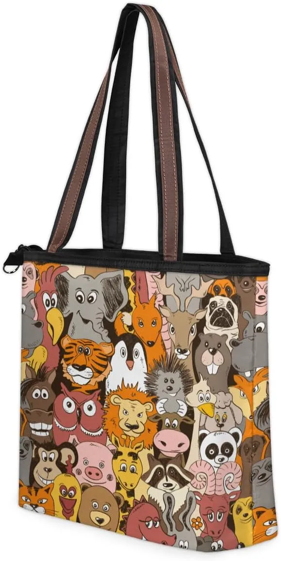 Tote Bag for Women with Zipper Large Capacity Top Handle Casual Shoulder Bag Handbag Reusable Shopping
