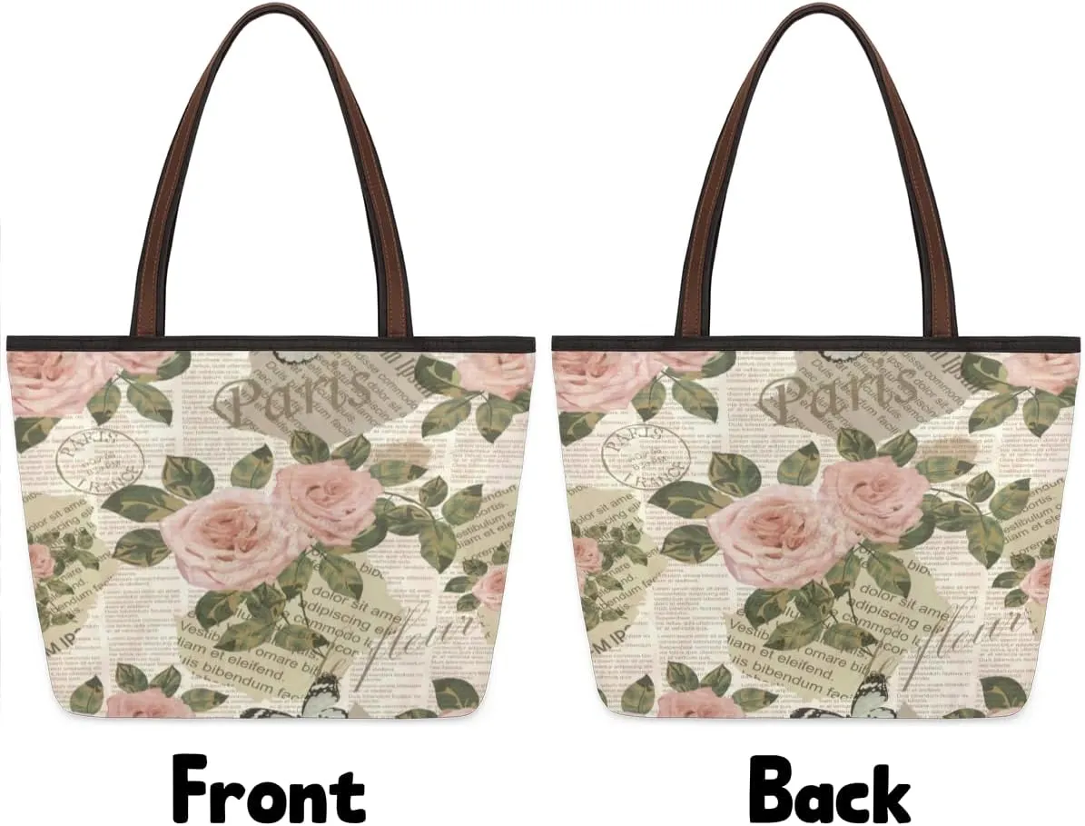 Tote Bag for Women with Zipper Large Capacity Top Handle Casual Shoulder Bag Handbag Reusable Shopping