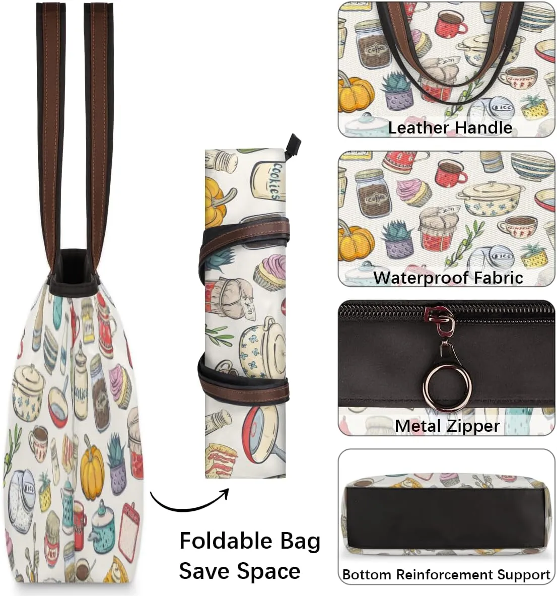 Tote Bag for Women with Zipper Large Capacity Top Handle Casual Shoulder Bag Handbag Reusable Shopping